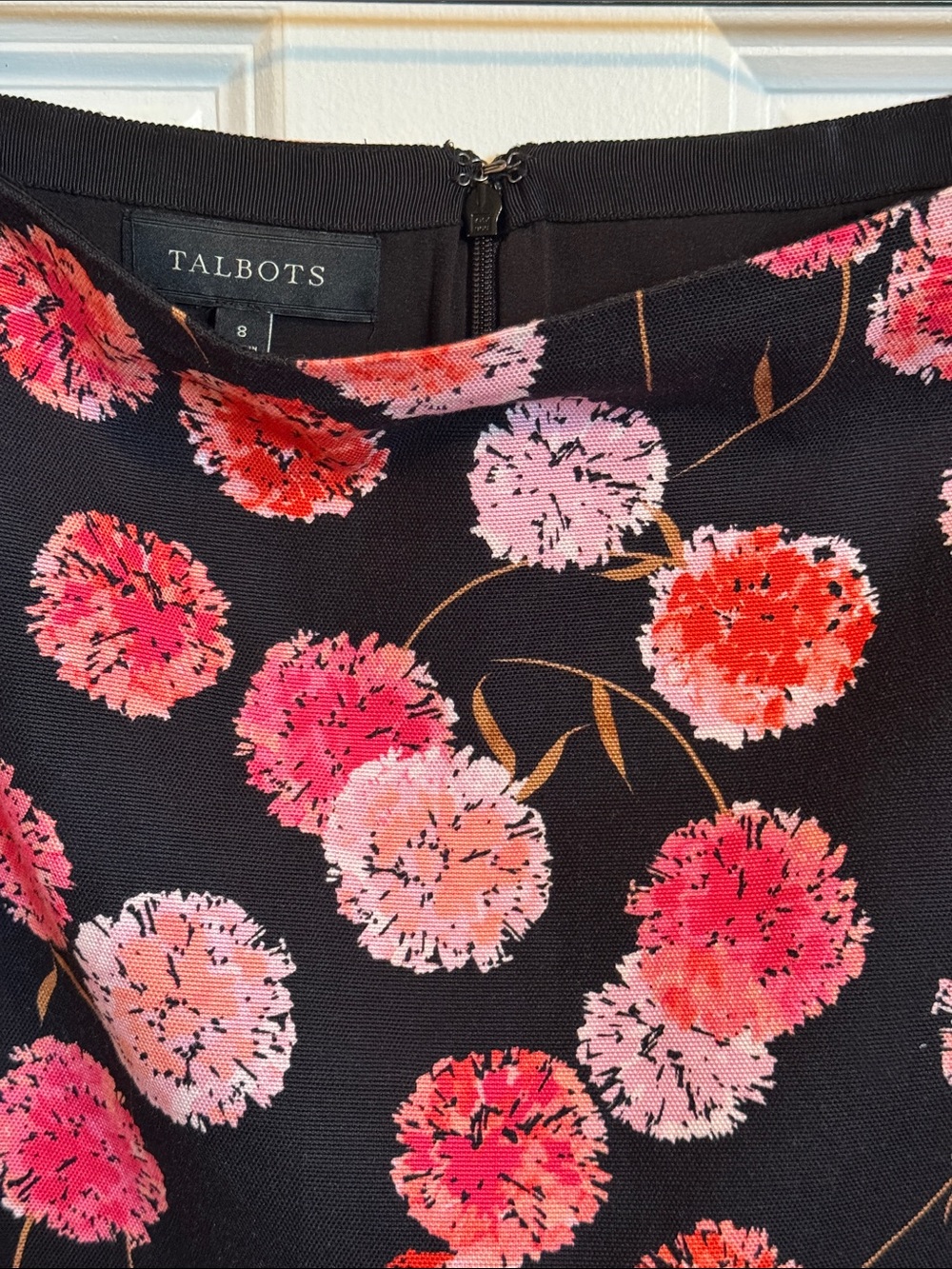 Talbots Black Pencil Skirt with Pink & Red Floral Print - Picture 3 of 4